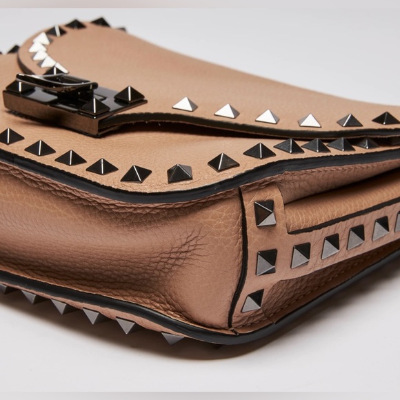 Valentino pink-tan flap rockstud bag - Picture 5 of 12